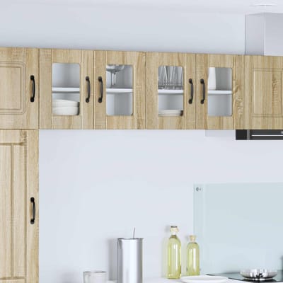 vidaXL - Wandglas - Kasten - PORTO - Sonoma - Eik - 60 - x - 31 - x - 40 - cm - Bewerkt - hout