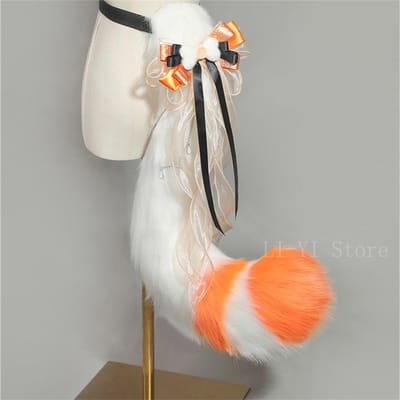 90cm Grote Pluizige Kitsune Staart Cosplay Donsige Vossenstaart Lolita Anime Conventie Pluche Dierstaart Halloween Kostuum Accessoires about 90cm