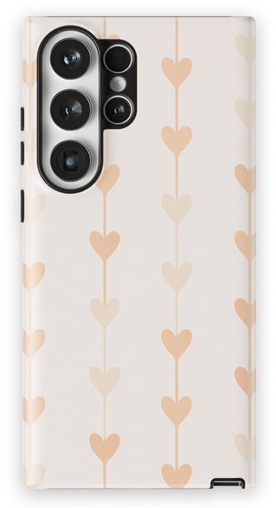 Tough Hoesje met Hartjes Samsung Galaxy S23 Ultra | Little Love Tough Case Geschikt voor Mag | Hartjes Print Backcover Samsung Galaxy S23 Ultra Vertical Hearts
