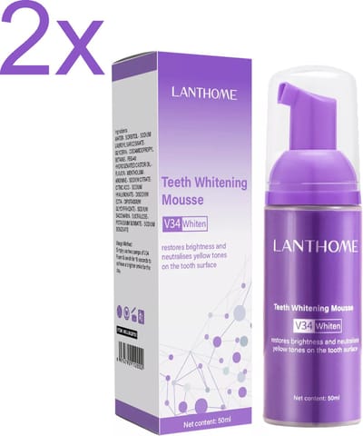 2x Lanthome V34 - Whitening Paarse Schuim Tandpasta - 2 in 1 - 100 ml - DUO DEAL!