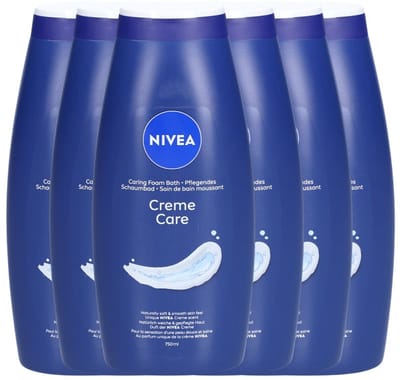 6x Nivea Bath 750ml Cream Care douche crème