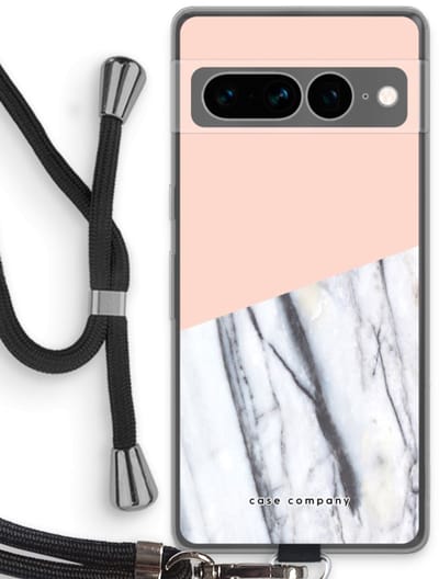 Case Company® - Hoesje met koord geschikt voor Google Pixel 7 Pro hoesje met Koord - A touch of peach - Telefoonhoesje met Zwart Koord - Bescherming aan alle Kanten en Over de Schermrand