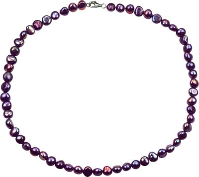 Zoetwater parel ketting Peaca - echte parels - gerhodineerd zilver - sterling zilver (925) - blauw - paars - sieraden zakje - parelketting dames