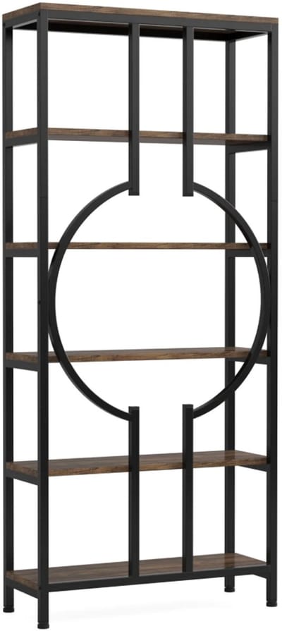 MAZAZU Stellingkast - Industriële Wandrek - Vintage - Bruin/Zwart - 70x30x180cm