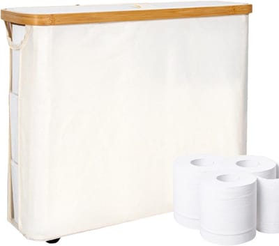 Toiletpapier Opslag - Opbergmand Deksel - Badkamer Organisatie - Grote Capaciteit - 23 Liter - Beige