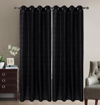 SBLine - vitrage gordijn - kant en klaar - zwart - met ringen - 140x240cm