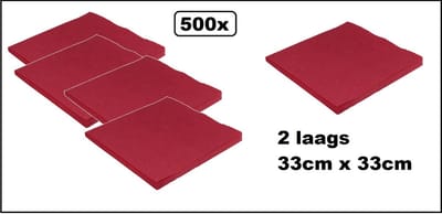 500x Luxe Servetten bordeaux 2 laags 33cm x 33cm - Merk Duni - Servet diner festival party food geboorte themafeest