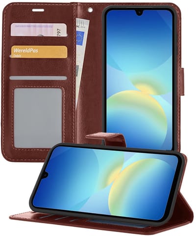 Hoesje - Geschikt voor Samsung Galaxy A26 - Luxe Bookcase - Walletcase Hoes - Portemonnee - Cover - Telefoonhoes - Bruin