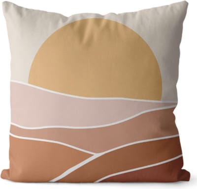 Kussenhoes Horizon - 45x45 cm - linnen & katoen - retro - horizon - pasteltinten - sierkussenhoes