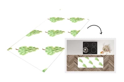 Keukenloper - Loper keuken - Druiven - Fruit - Waterverf - Wit - 120x50 cm - Keukenloper vinyl