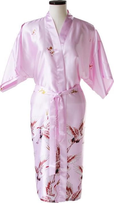 TA-HWA - Dames Kimono - met Kraanvogels - Roze - Maat S