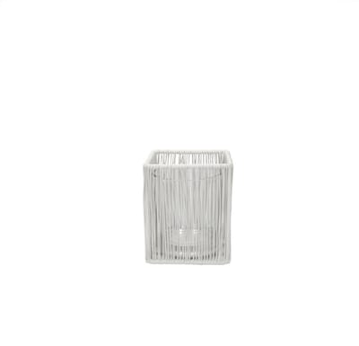 LEEFF - Theelichthouder TIMON rechthoek - wit - 8 x 8 x 10 cm