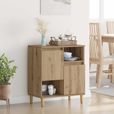vidaXL - Dressoir - artisanaal - eikenkleurig - 35 - x - 60 - x - 70 - cm - Bewerkt - hout