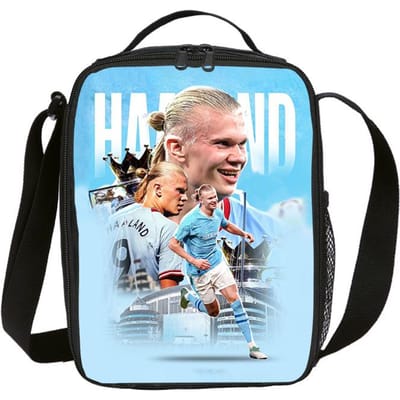 Sac à lunch isotherme Haaland Star du football Boîte à lunch Sac fourre-tout étanche Boîte à lunch Sports de football Sacs de rangement pour aliments Sac thermique