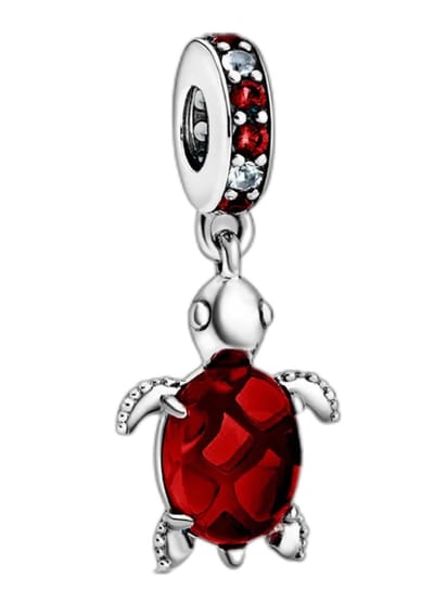 Bedel Rood Schildpad - Dieren - Romystones - Sterling zilver 925 - Sieraden - Voor aan je bedelarmband