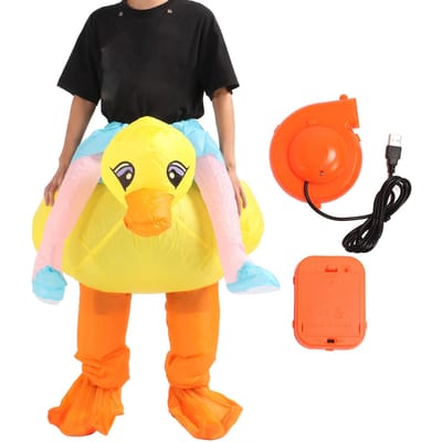 Costume de canard jaune gonflable drôle innovant dessin animé mignon léger respirant chevauchée sur le canard yellow