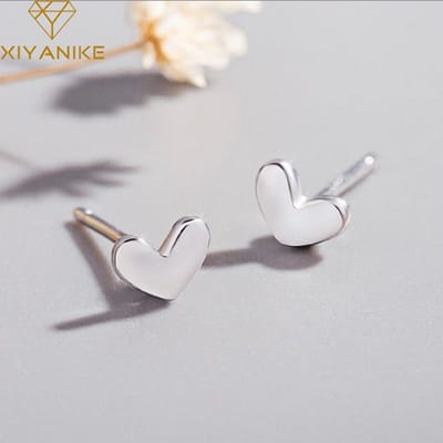 Boucles d'oreilles à tige en argent sterling 925 pour femmes, anti-allergie, nouvelle mode, simples, petites boucles d'oreilles, bijoux en forme de cœur gray