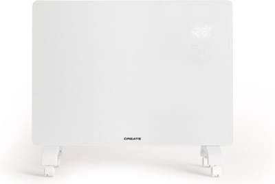 CREATE - Glass Panel Heater Elektrische 1500W - Smart WiFi bediening via app - 2 Vermogens - Vrijstaand of wandmontage - Thermostaat 24 uur - Op Wielen - Wit - WARM CRYSTAL