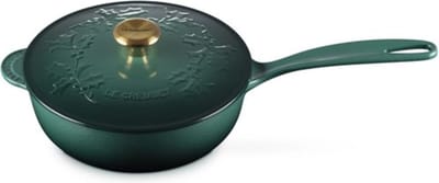 Le Creuset Sauspan Holly met Goudkleurig Knop 21cm 2l Artichaut Gietijzer