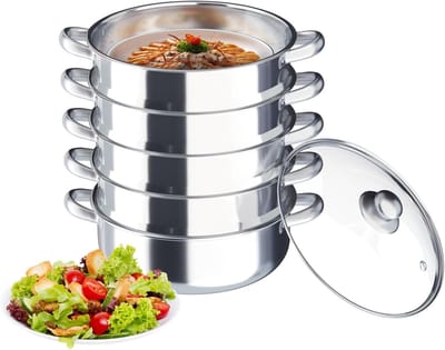Stoompan Set - Meerdere Lagen - Gezond Koken - Roestvrij Staal - 26 cm Diameter - Zilverkleurig