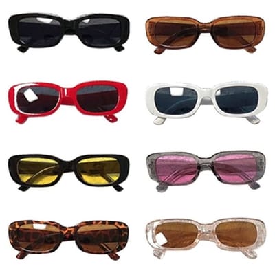 Dailygoody - Rechthoekige zonnebril - Vintage - Set van 8 kleuren