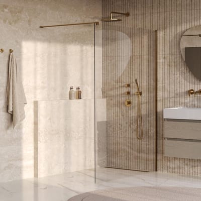 Brauer Oblivion - Inloopdouche - Helder Glas - 140 x 200 cm - incl. Glascoating - PVD Goud Geborsteld