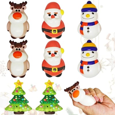 Stressballen Set voor Kerstmis - 8 Stuks Santa, Sneeuwman en Rendier - Anti-Stress Speelgoed voor Feestjes en Cadeaus