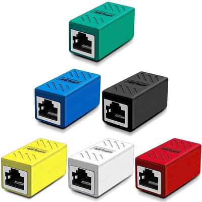 Allecto - RJ45 Coupler - Ethernet Connector - Voor Cat7/Cat6/Cat5e/Cat5 - 6-pack Set - Multicolor - Betrouwbare Verbinding - Geschikt voor Netwerk