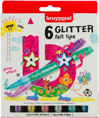 Viltstift bruynzeel kids 6st ass glitter | 6 stuks