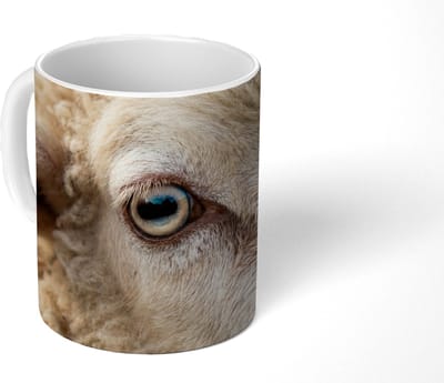 Mok - Koffiemok - Schaap - Oog - Wit - Mokken - 350 ML - Beker - Koffiemokken - Theemok