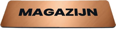 Deurbordje Brons/Koper-look met tekst magazijn - Formaat 150 x 50 mm x 1,6 mm - Zelfklevend | Luxe uitstraling | Geborstelde Koper/Brons toplaag | Gratis Verzending | Decoporta