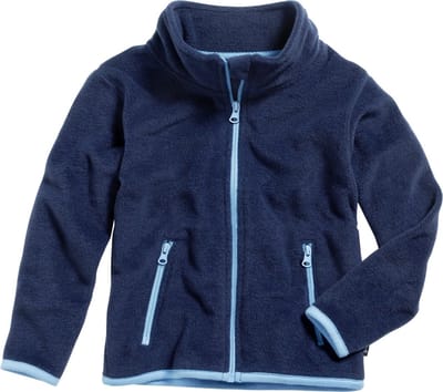 Playshoes kinderfleecejas met contrasterende kleuren, marineblauw