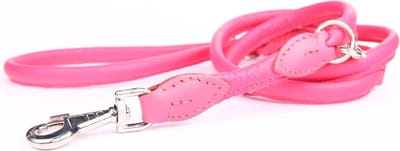 Dog's Companion - Leren Politielijn Hond, 220cm - Lengte: 220cm (10 mm), Kleur: Roze - Verstelbaar op 130-170-210 cm