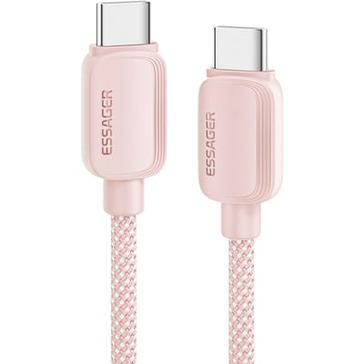 Essager 100W Gewoven Smartphone en Laptop USB-C naar USB-C Kabel Roze 2m