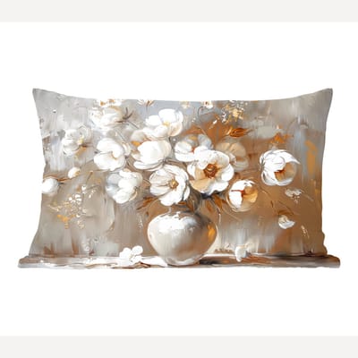 Sierkussens - Kussentjes Woonkamer - 50x30 cm - Vaas - Bloemen - Kunst - Goud