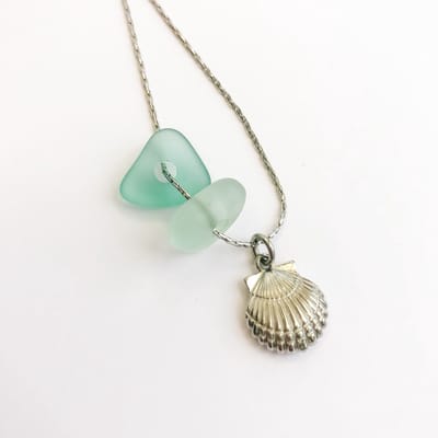 Laguna Treasures Jewellery - Ketting Zeeglas Schelp - Zilver - Verguld - Longbox ketting - Halsketting - Sieraden - Surf