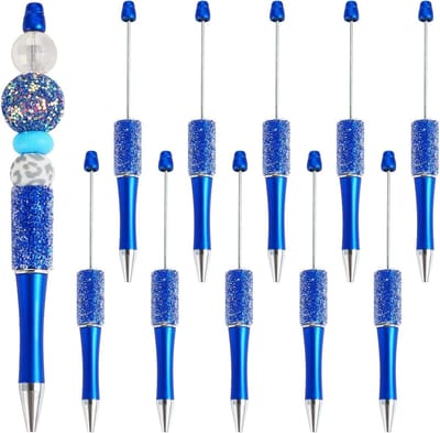 10 Stuks Balpennen met Strass Steentjes en Kristallen voor School, Kantoor en Creatieve Projecten, Blauw