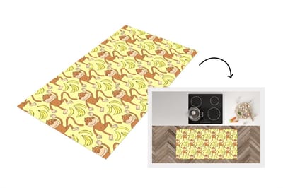 Keukenloper - Loper keuken - Patroon - Aap - Banaan - 120x60 cm - Keukenloper vinyl