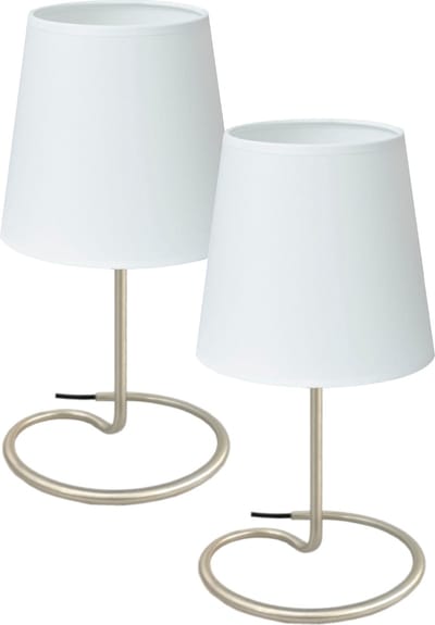 Trango Set van 2 nachtkastje 2018-25W *WHITE* Tafellamp met stoffen kap in wit incl. 1x E14 lamphouder voor LED-lampen, vensterbanklamp, bedlampje voor slaapkamer, bureaulamp, tafellamp, vensterbanklamp - L: 20cm - B: 10cm - H: 30cm
