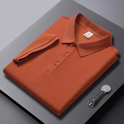 Effen Kleur High-End Poloshirt Korte Mouw T-shirt Bedrukking Heren en Dames Revers Kleding XL brown