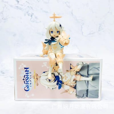 16CM Anime Game Genshin Impact Figuur Paimon Zittende Houding Anime Model Speelgoed Cadeaus Verzameling Decoratie Ornamenten PVC With box beige