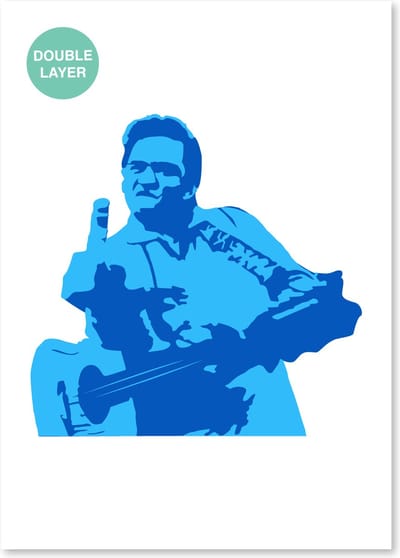 Johnny Cash sjabloon - 2 lagen kunststof A3 stencil - Kindvriendelijk sjabloon geschikt voor graffiti, airbrush, schilderen, muren, meubilair, taarten en andere doeleinden