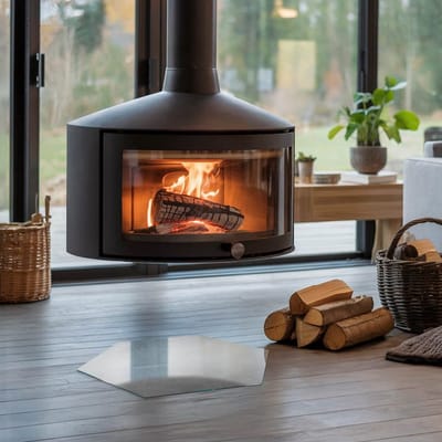 Coloray Vloerplaat Houtkachel - Vloerplaat Openhaard - 40 cm x 34 cm - Houtkachel Accessoires - Grijs Vloerplaat Kachel - Onderplaat Voor Houtkachel - Plaat voor Onder Houtkachel - Open Haard Accessoires - Verwarmingsaccessoires