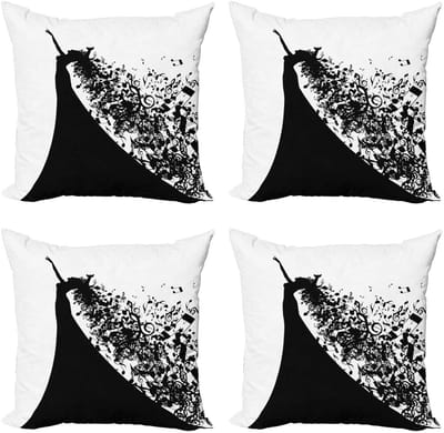 ABAKUHAUS Oper Kussenhoe­senset (4x) – Dubbelzijdig bedrukt – 45 cm – Zwart/Wit