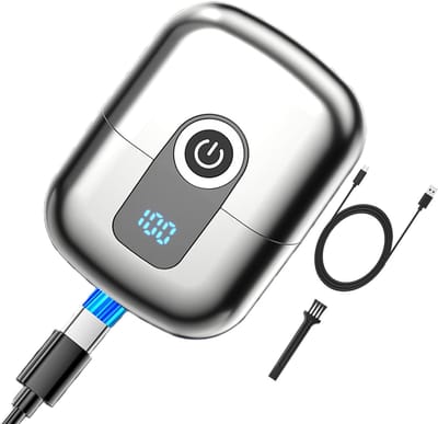 Elektrisch scheerapparaat voor mannen - Mini elektrisch scheerapparaat - Baardtrimmer voor mannen met uitklapbare trimmer - Snel opladen via USB-C - Lichtgewicht en draagbaar ontwerp - Geschikt voor op reis en thuisgebruik.