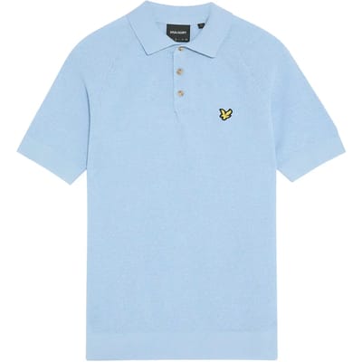 Lyle & Scott Linen Blend Knitted Polo Polo's & T-shirts Heren - Polo shirt - Lichtblauw - Maat M