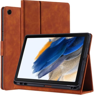 Otronica Hoes geschikt voor Samsung Galaxy Tab A8 Bruin - Samsung A8 hoes bookcase met Stylus Pen Houder premium leren cover