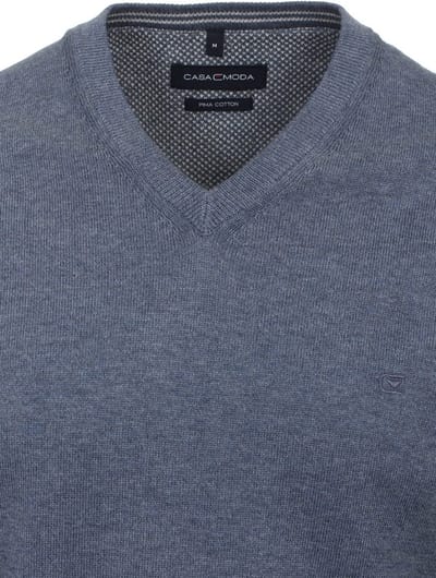 Casa Moda Heren Trui Met V-Hals Pima-Katoen 004430-131 Blauw - 3XL