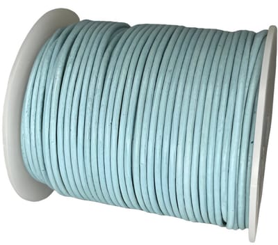 Leren Koord Rond, 50 m x 2 mm - Rond Lederen Koord, Voor Halskettingen, Armbanden, Sieraden, Knutselkralen en Veters (Sky Blauw)
