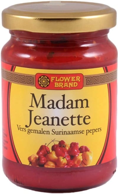 Flowerbrand® | 6 x 200 gr Sambal Madame Jeanette Rood | zeer pittige surinaamse pepers